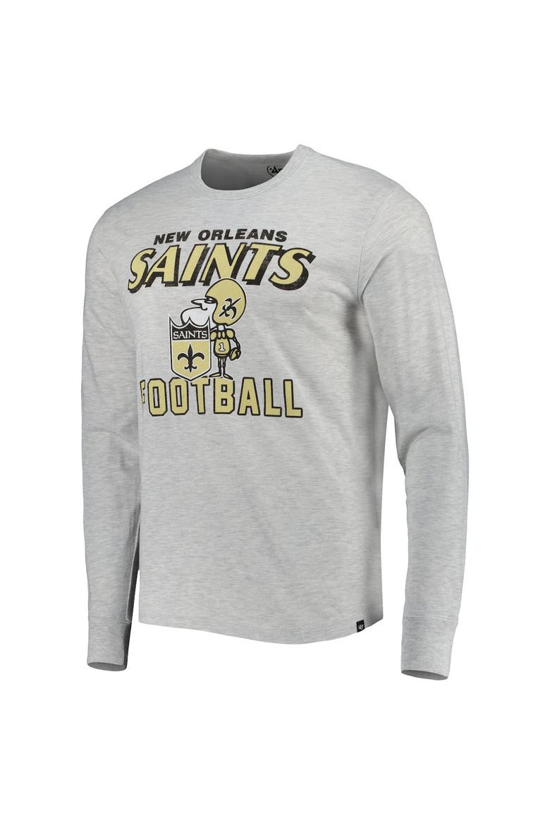 Men's '47 Heathered Gray New Orleans Saints Dozer Franklin Long Sleeve T-Shirt, Alternate, color, Gray