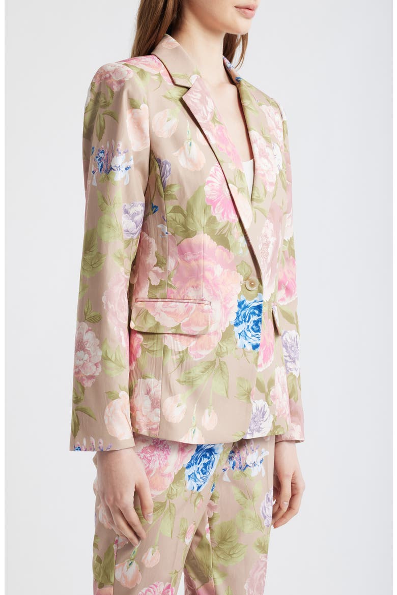 Print Sateen Blazer, Alternate, color, TAUPE MULTI
