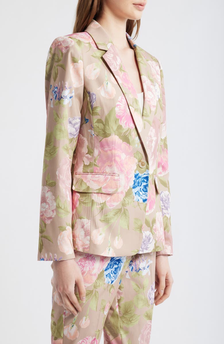 Tahari ASL Print Sateen Blazer, Alternate, color, Taupe Multi