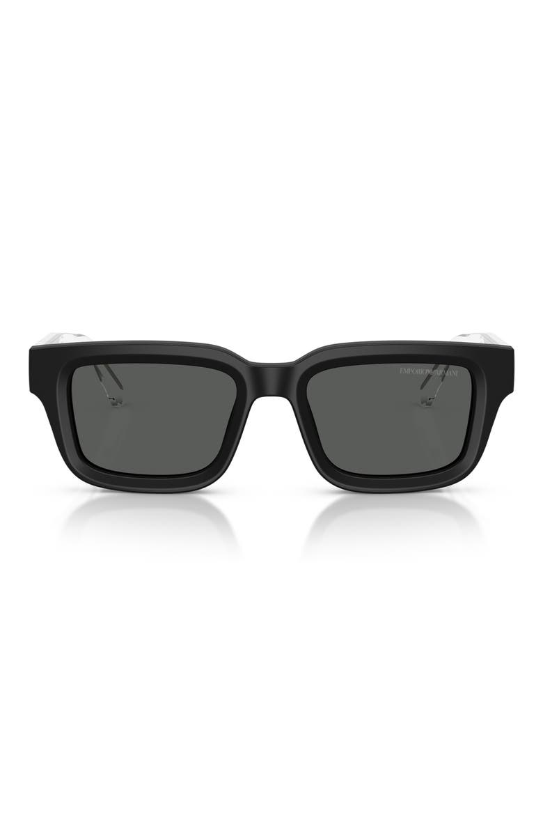 51mm Rectangle Sunglasses, Main, color, MATTE BLACK / DARK GREY