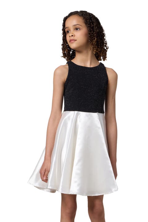 Glitter and Satin Racerback Dress in Longer Length (Big Kid)