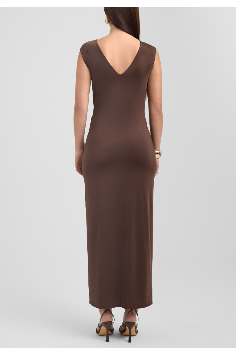 Cymara Neck Cutout Maxi Dress, Alternate, color, Dark Brown