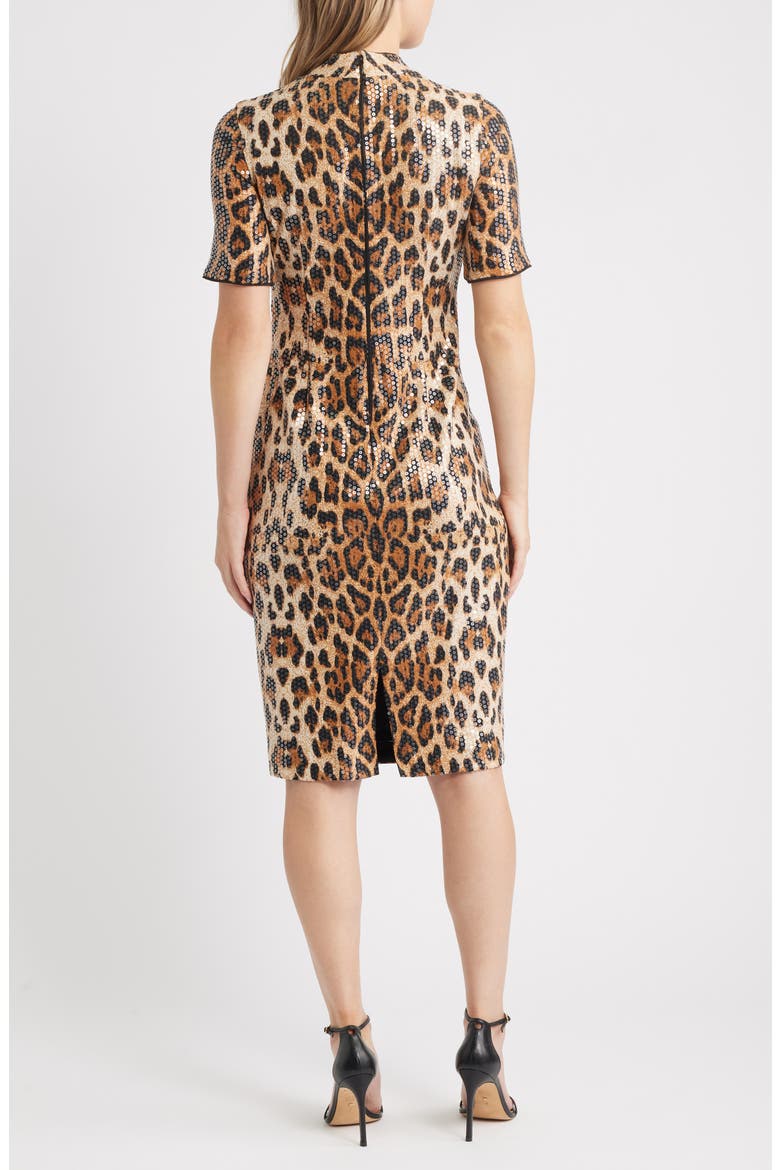 Sequin Mock Neck Sheath Dress, Alternate, color, BLURRED FLOATING FLORA