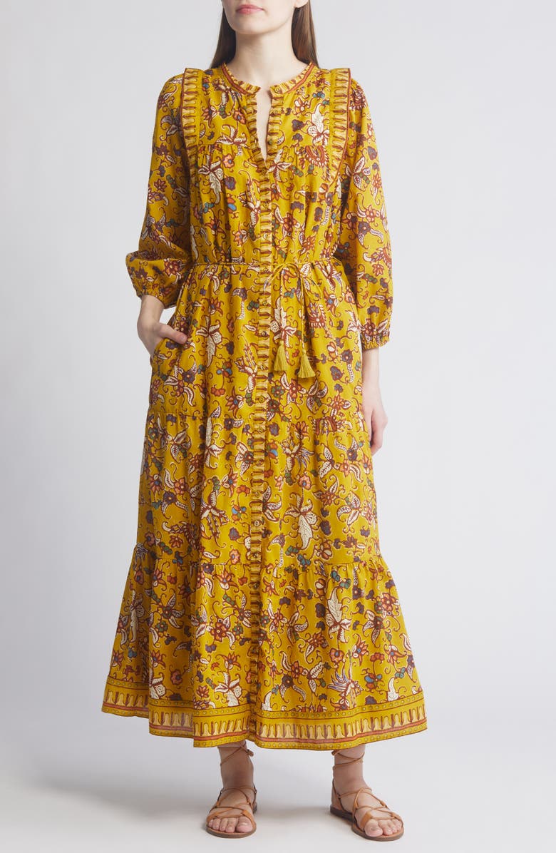 Cleobella Dinah Floral Long Sleeve Organic Cotton Voile Dress, Main, color, Evora Print