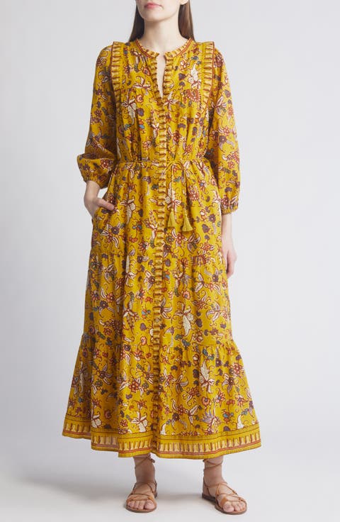 Dinah Floral Long Sleeve Organic Cotton Voile Dress