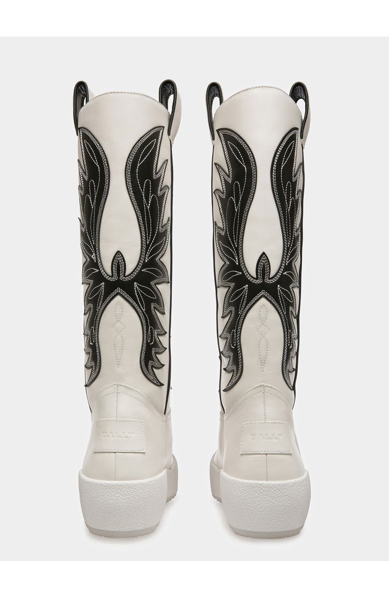 Bally Chambery Leather Long Boots, Alternate, color, White/Black