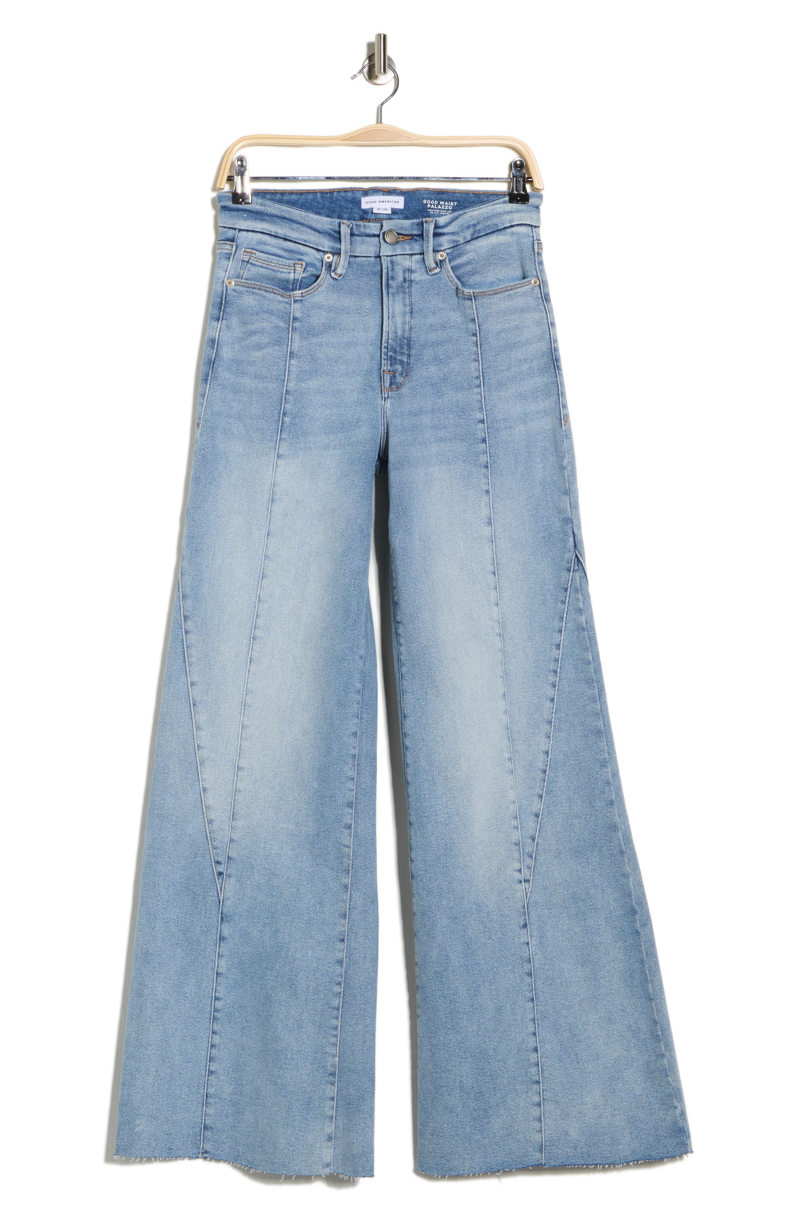 Good American Good Waist High Waist Wide Leg Palazzo Jeans