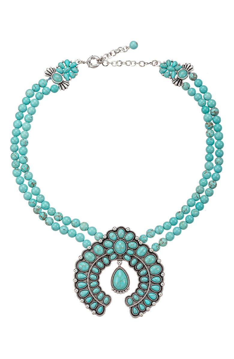 EYE CANDY LOS ANGELES Blossom Teal Statement Necklace, Main, color, Teal