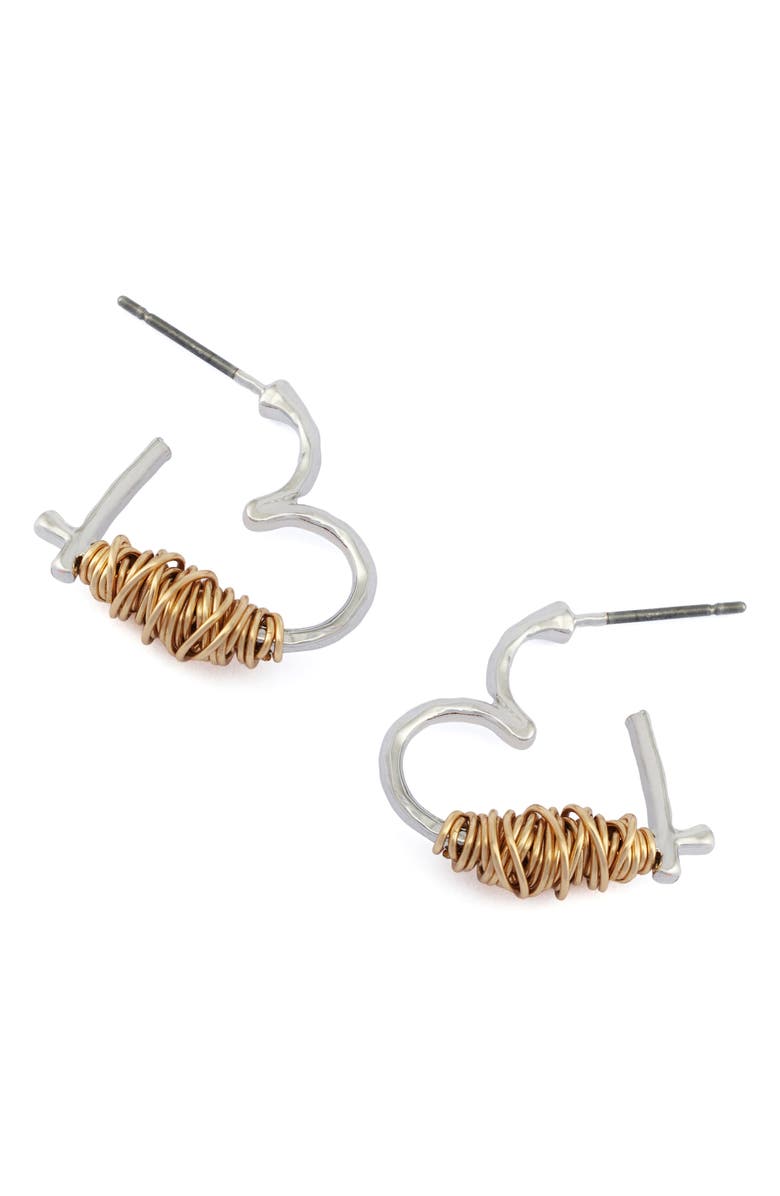 Robert Lee Morris Wire Heart Earrings, Alternate, color, Two Tone