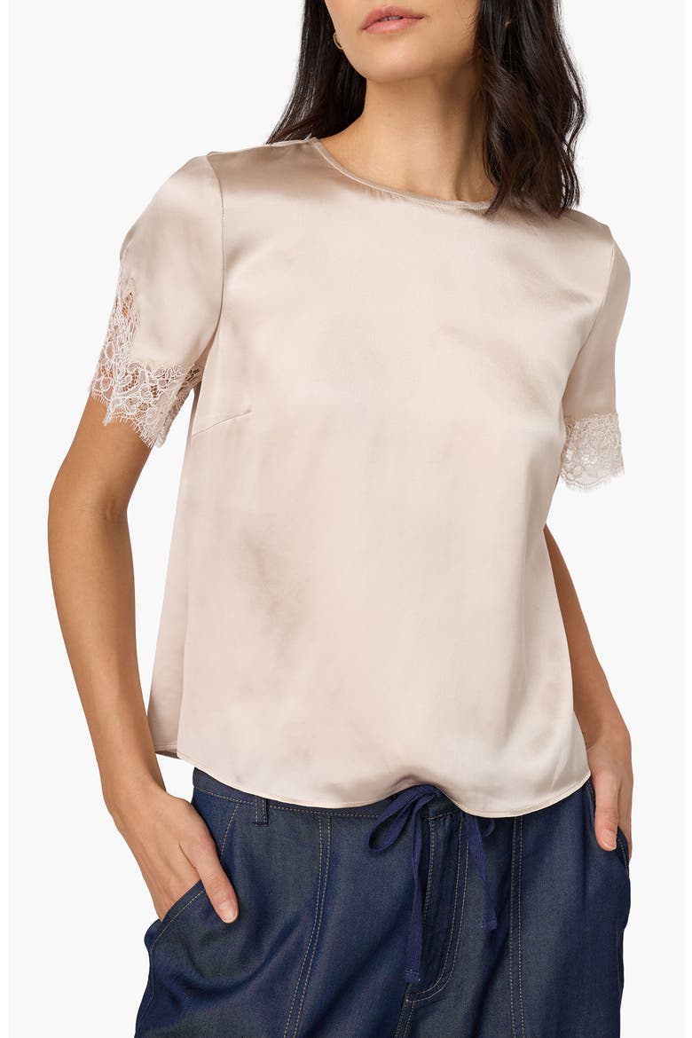 Marguerite Lace Detail Silk Top, Main, color, OAT