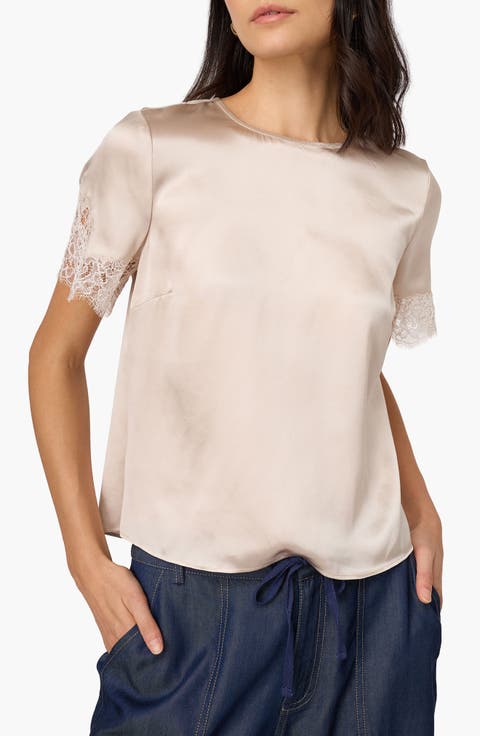 Marguerite Lace Detail Silk Top