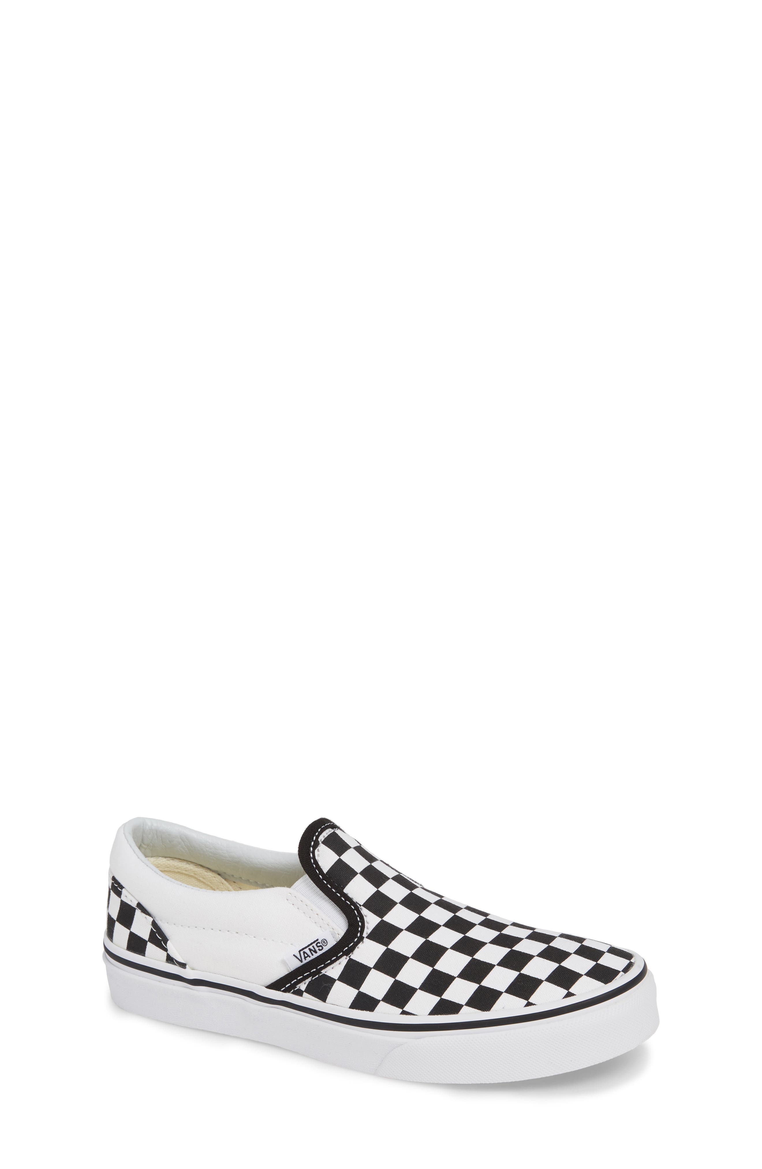 Kids' Classic Checker Slip-On, Main, color, BLACK/ TRUE WHITE