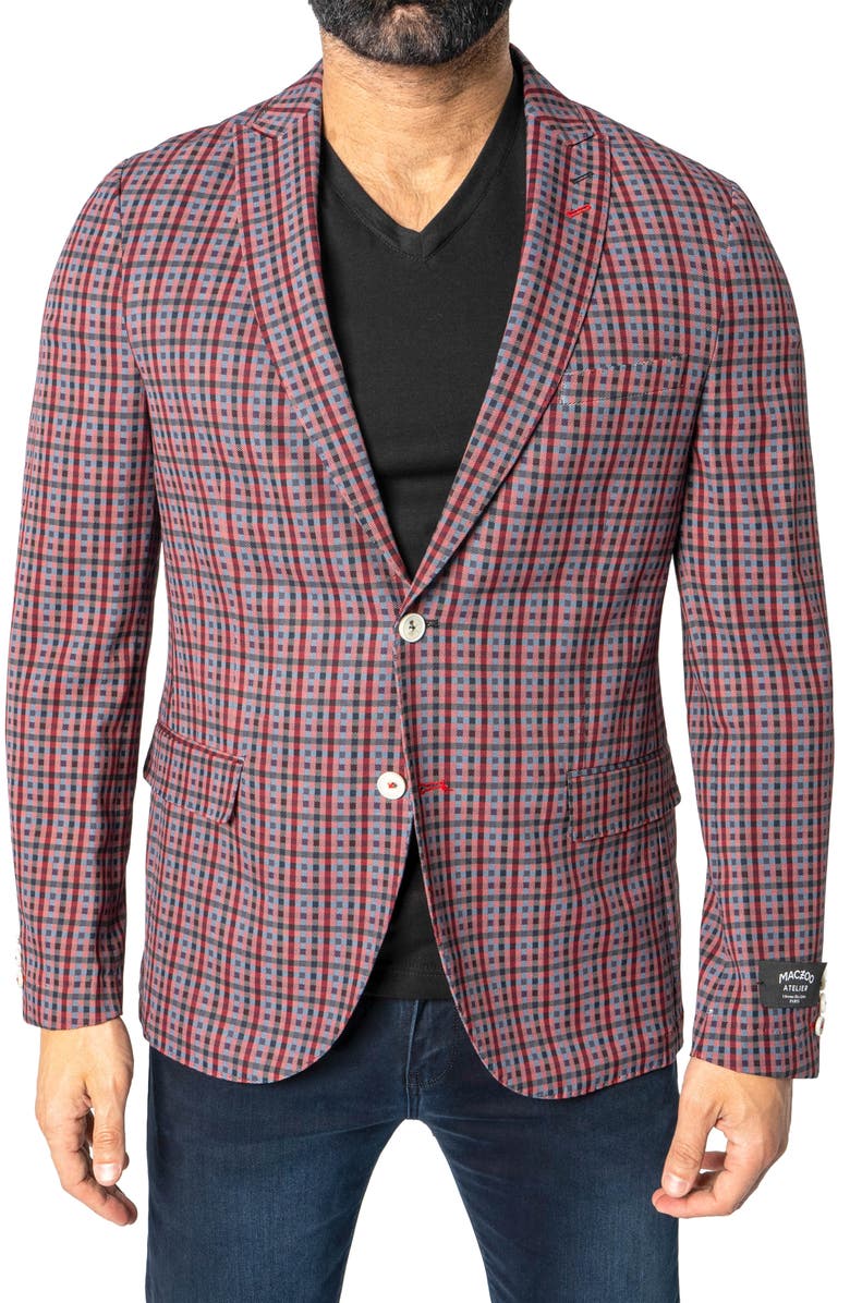 Maceoo Descartes Scottish Check Blazer, Main, color, Red