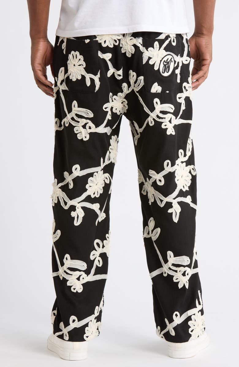 HONOR THE GIFT Floral Ribbon Ankle Pants, Alternate, color, Black