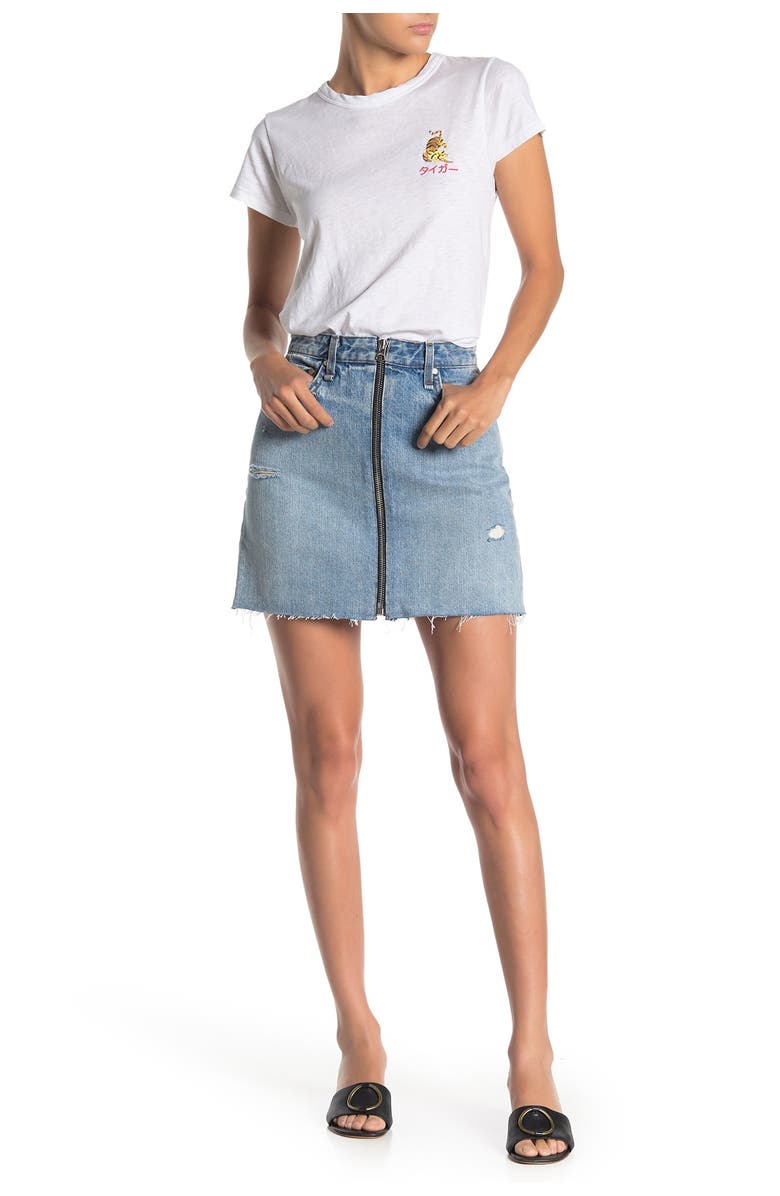 rag & bone Anna Zip Denim Mini Skirt, Alternate, color, 
