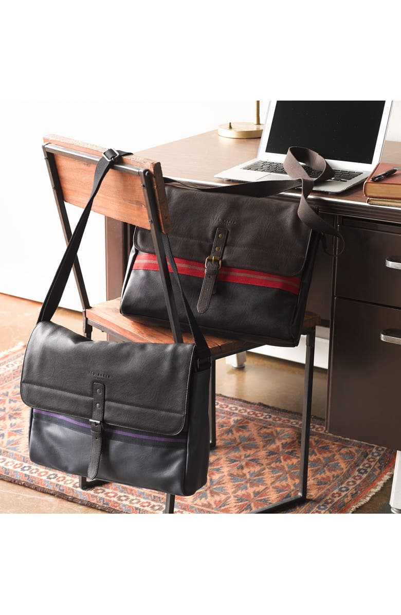 Ted Baker London 'Stripe Webbing' Faux Leather Messenger Bag, Alternate, color,
