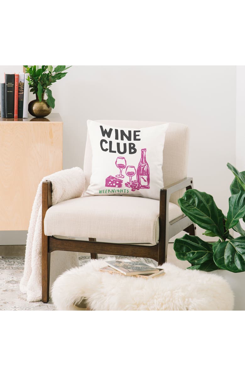 Deny Designs Club Print Throw Pillow, Alternate, color, Wine Club White Multi