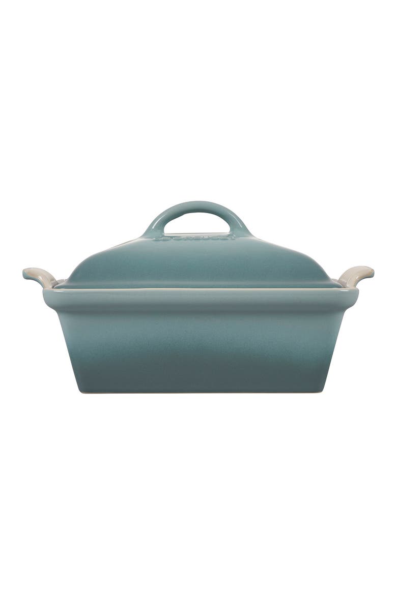 Heritage 2 1/2 Quart Covered Square Stoneware Casserole, Alternate, color, SEA SALT