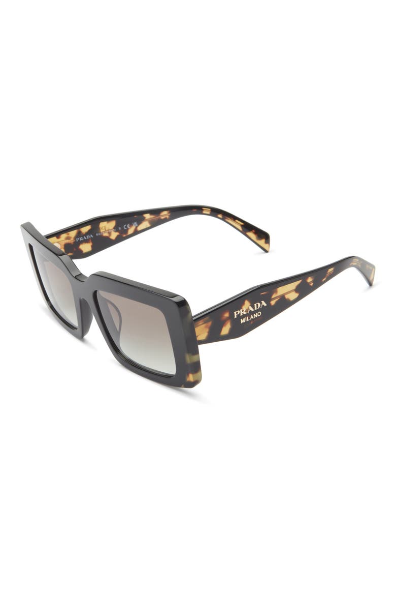 53mm Rectangular Sunglasses, Alternate, color, BLACK/MEDIUM TORTOISE / GREY G