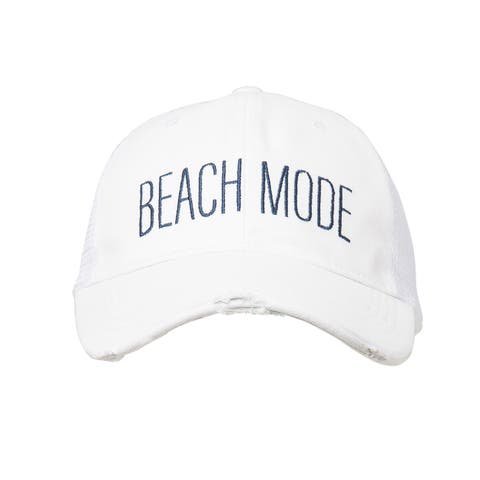 Beach Mode Baseball Hat Cotton White