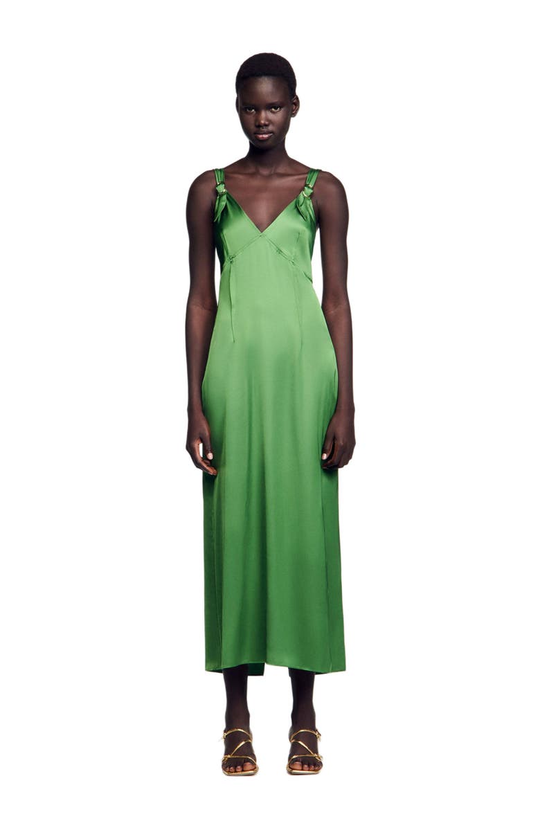 SANDRO Fluid satin-effect dress, Main, color,