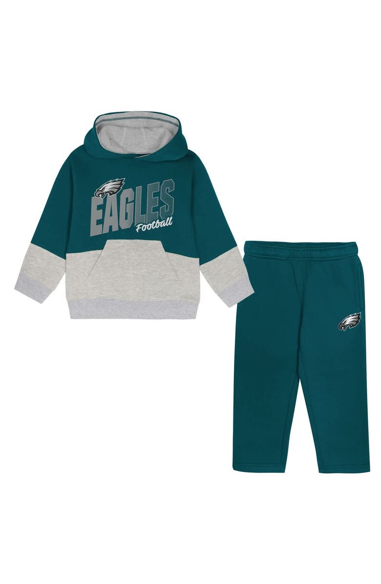 Outerstuff Toddler Outerstuff Midnight Green Philadelphia Eagles Lineman Fleece Hoodie & Pants Set, Main, color, Green
