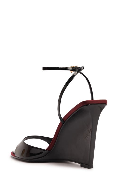 Schutz Elodie Ankle Strap Pointed Toe Wedge Sandal In Multi