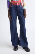 Chopova Lowena High Waist Plaid Apple Bottom Wide Leg Jeans
