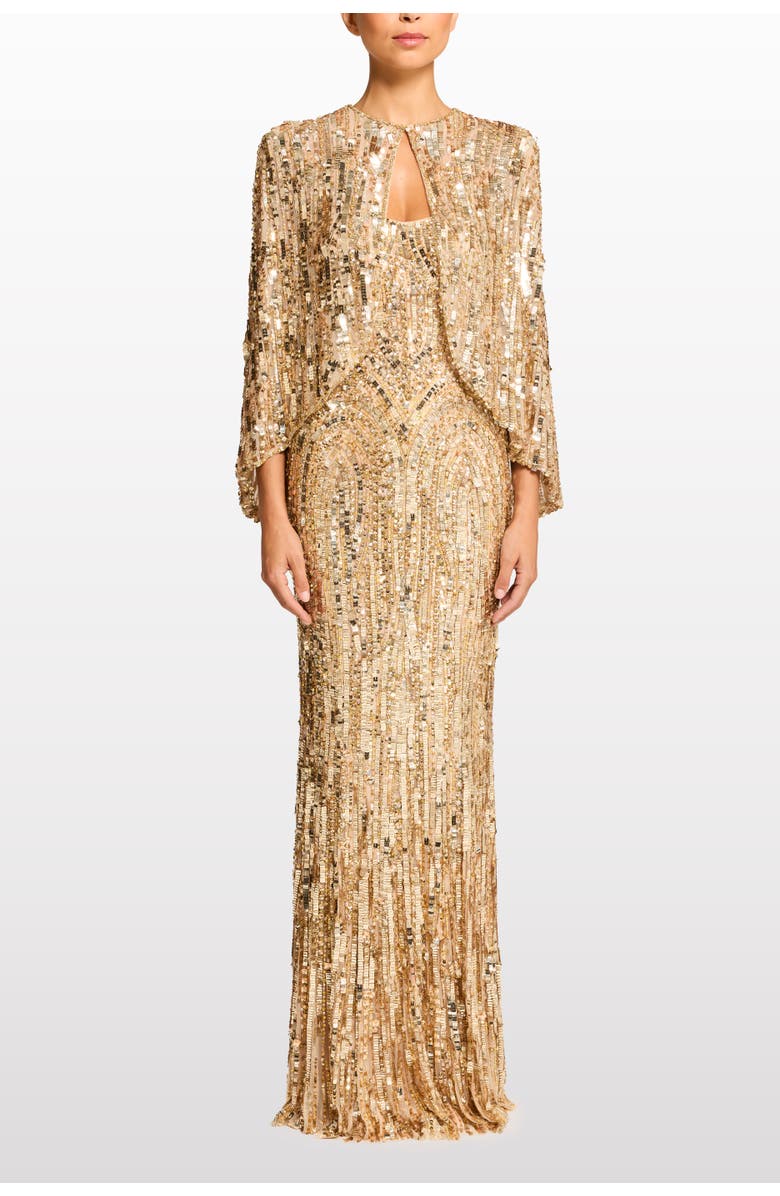 Jenny Packham Vulsa Sequin-Embellished Maxi Dress, Alternate, color, Illusion