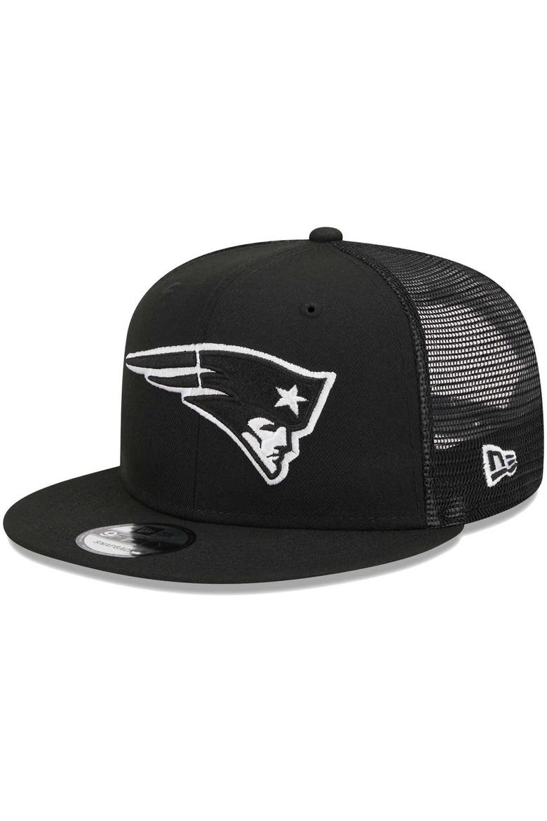 Men's New Era Black New England Patriots  Main Trucker 9FIFTY Snapback Hat, Main, color, Black