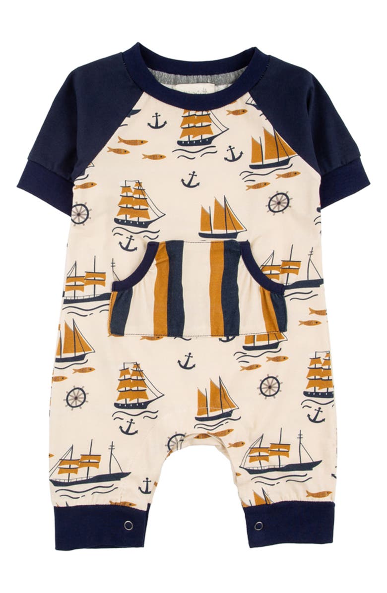 Miki Miette Henry Ships Colorblock Cotton Jersey Romper, Main, color, 