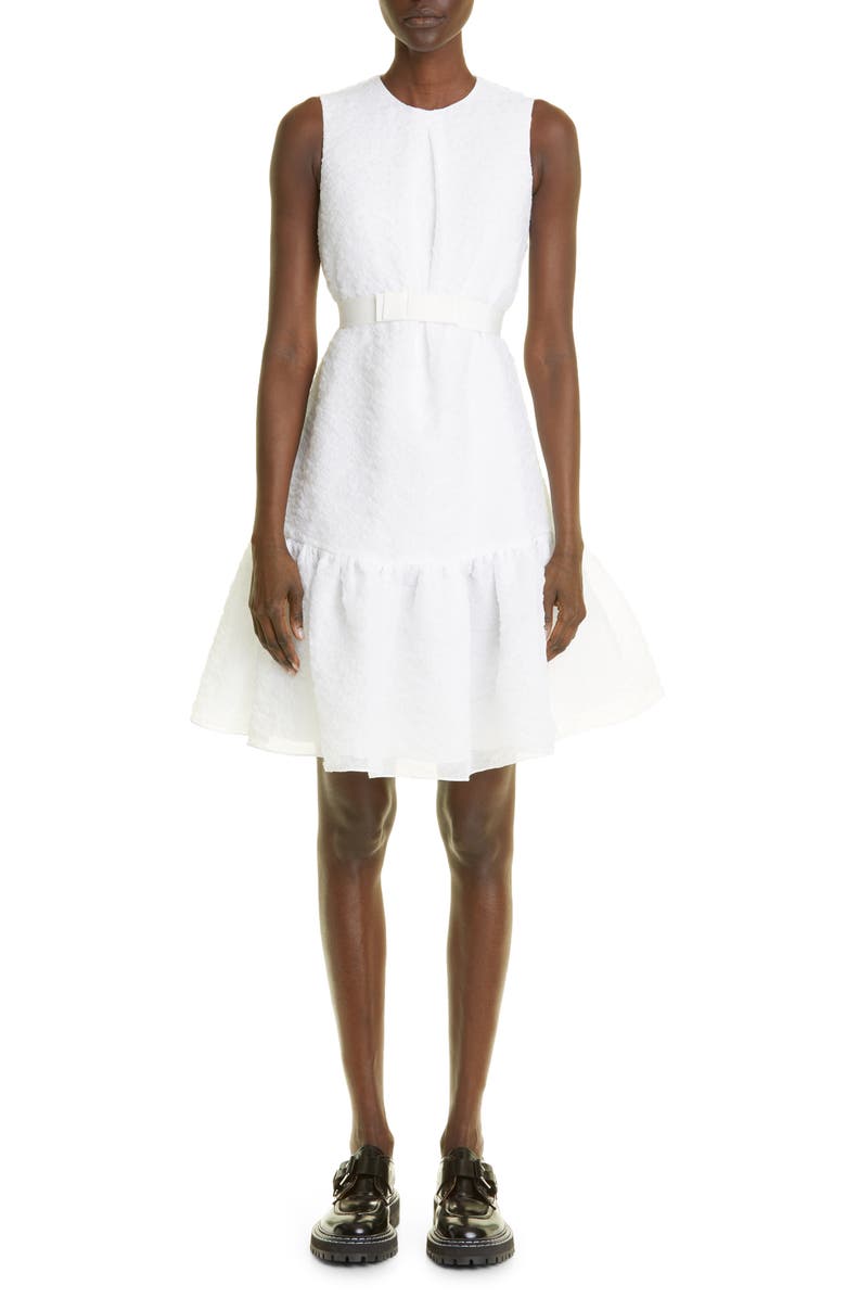 Erdem Maple Tiered Cloqué Dress, Main, color, White