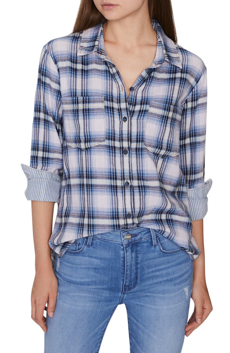 Sanctuary Favorite Boyfriend Plaid Cotton Shirt, Main, color,