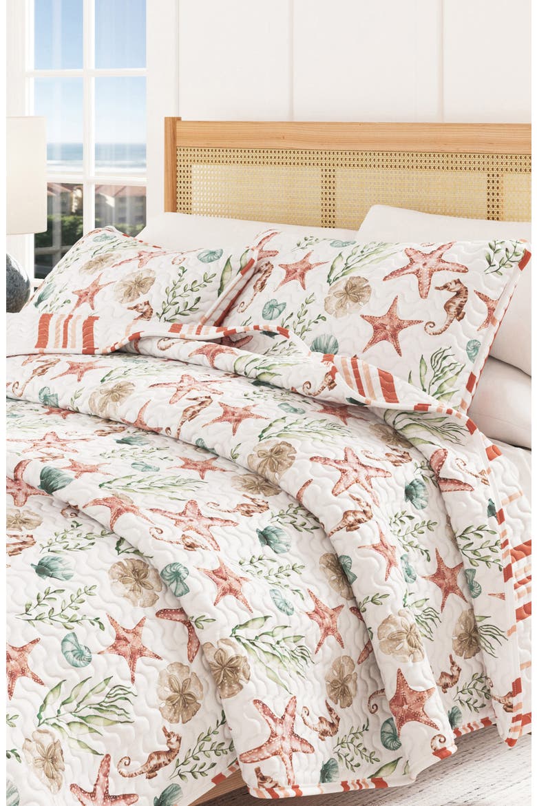 Starfish & Seahorse Quilt Set, Alternate, color, SEAHORSE SHELLS