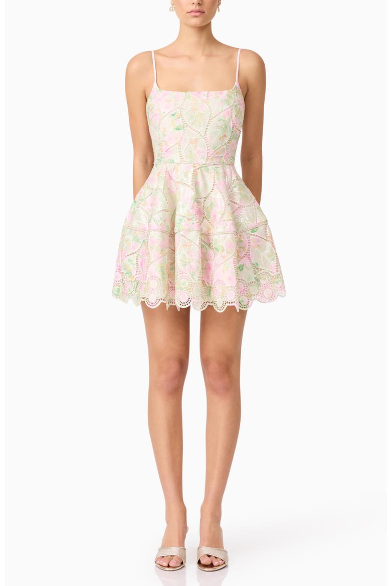 Indria Fit & Flare Minidress, Main, color, GREEN MULTI