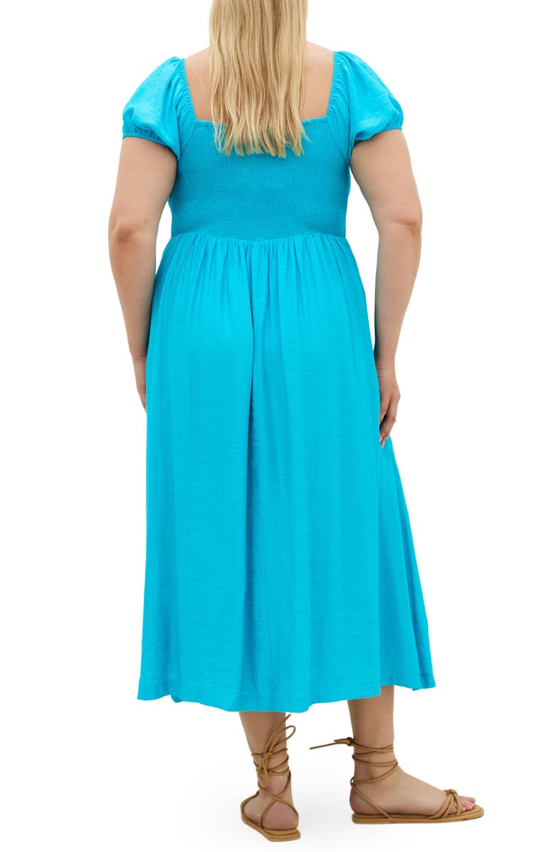 City Chic Abbigail Midi Peasant Dress, Alternate, color, Azure