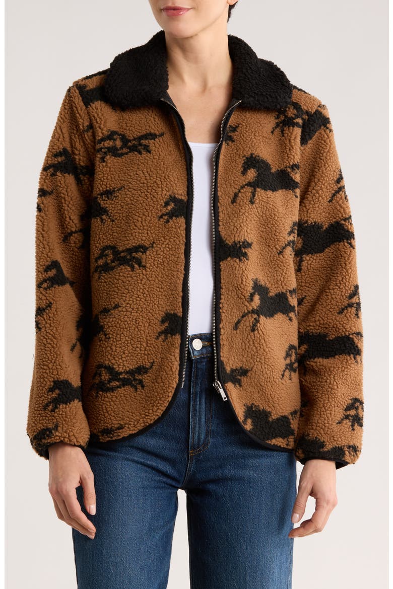 Faux Shearling Jacket, Main, color, HORSE BLACK