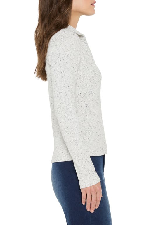 Nzt By Nic+zoe Long Sleeve Rib Polo In Silver