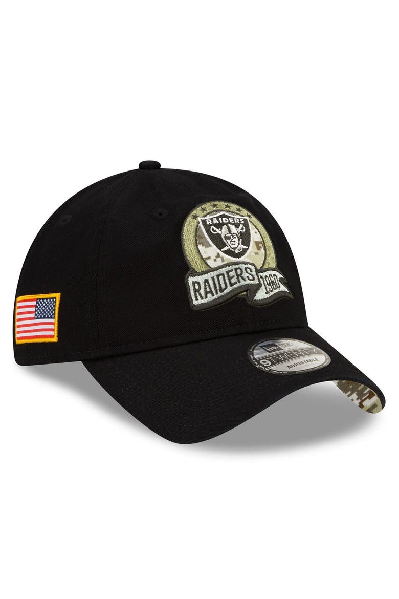Men's New Era Black Las Vegas Raiders 2022 Salute To Service 9TWENTY Adjustable Hat, Main, color, Black