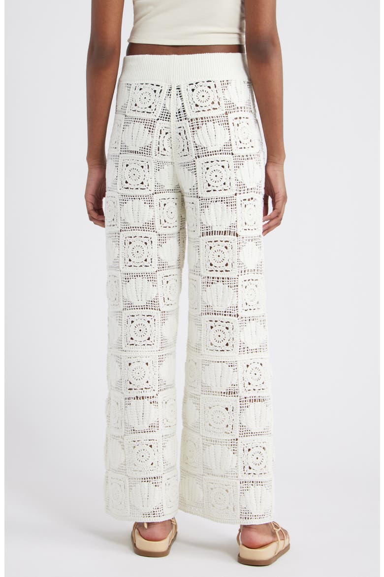 x LSPACE Maja Seashell Patchwork Crochet Wide Leg Pants, Alternate, color, WHITE SEA SHELL CROCHET