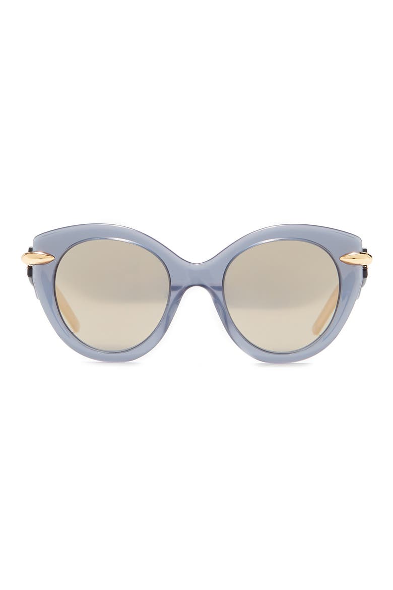 50mm Cat Eye Sunglasses, Main, color, GREEN GREEN BRONZE