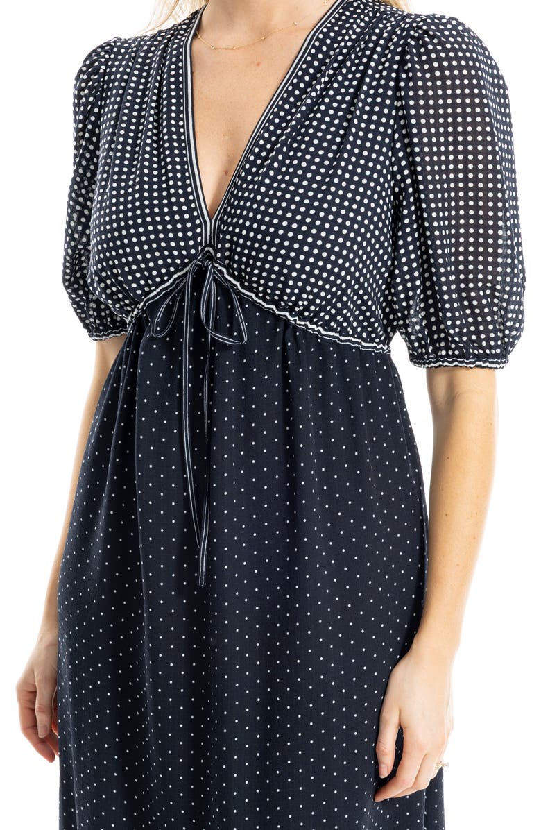 MAX STUDIO Babydoll Midi Dress, Alternate, color, Navy/ Cream