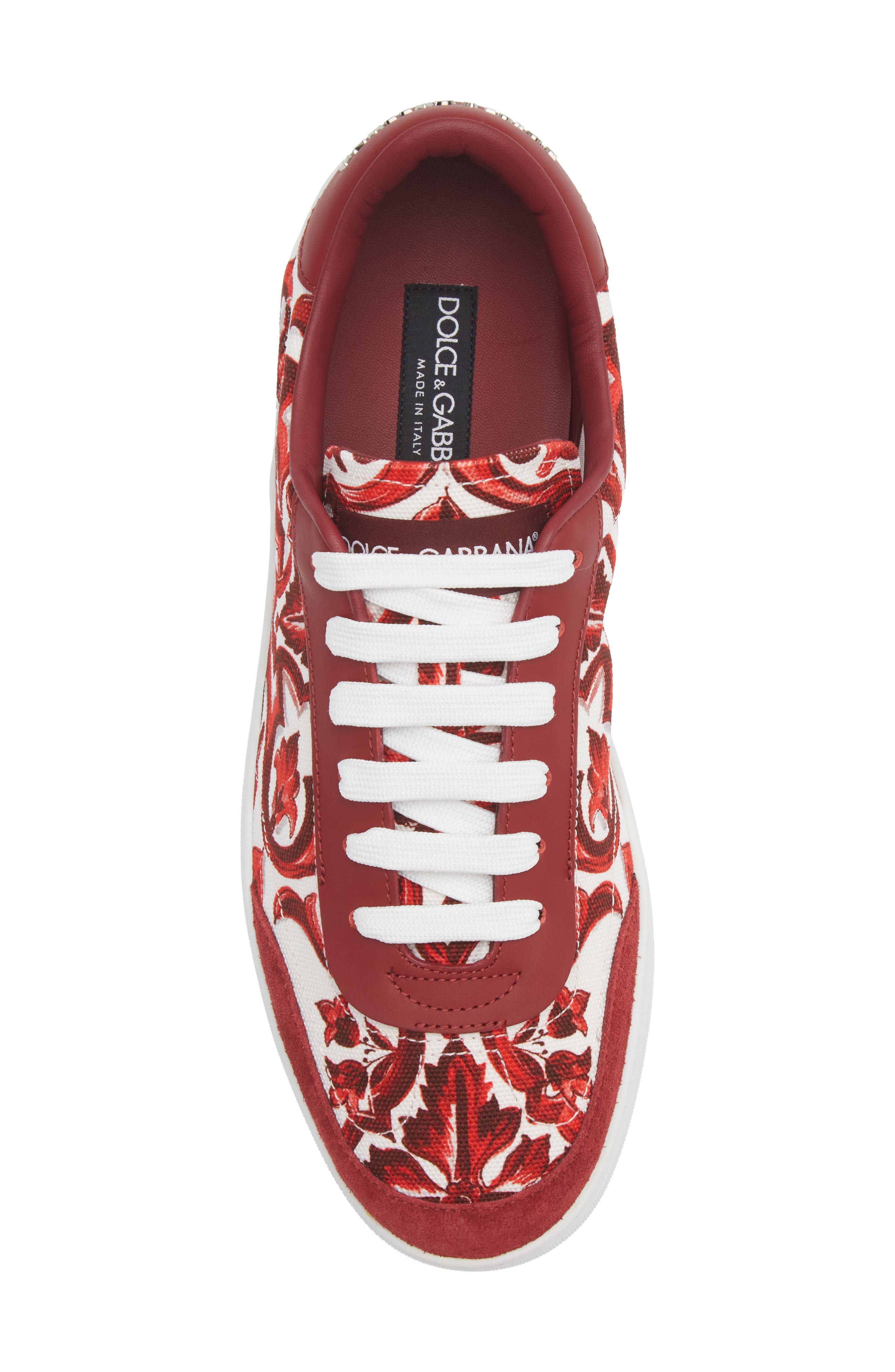Dolce&Gabbana Majolica Print Low Top Sneaker, Alternate, color, Iy3tn Maiolica 1 Rubino