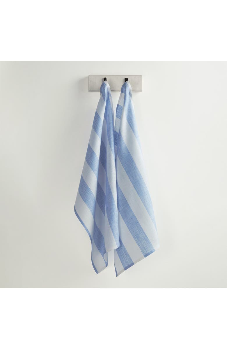 Solino Home Linen Kitchen Towels - Cabana Stripe, Main, color, Sky Blue And White