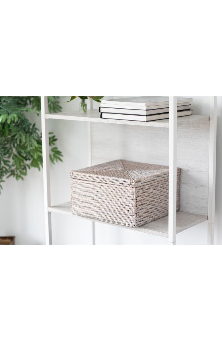 Artifacts Trading Company<sup>™</sup> Artifacts Rattan Storage Box with Lid - Flat File Organizer, Alternate, color, White Wash