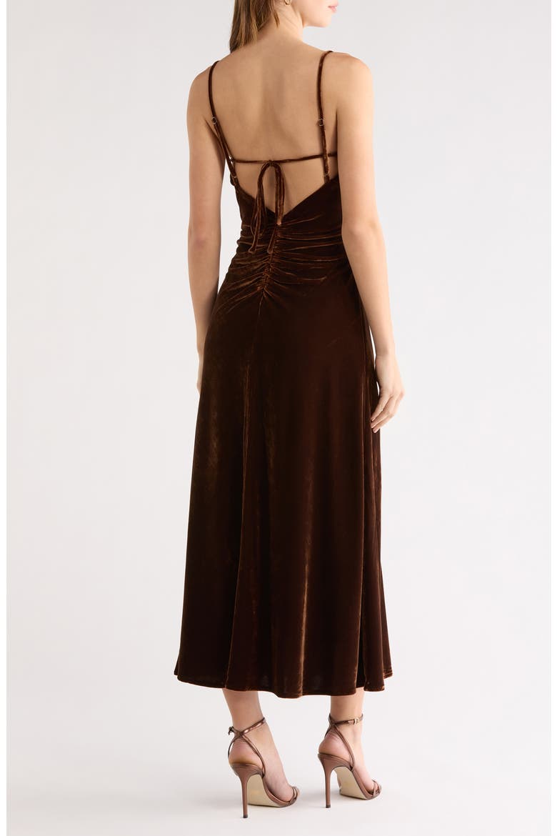 Valery Sleeveless Velvet Midi Dress, Alternate, color, BROWN
