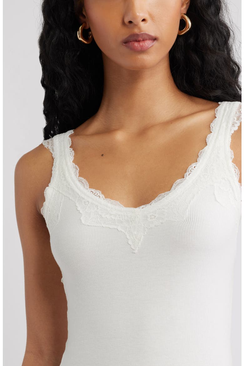 Lace Trim Ribbed Tank, Alternate, color, IVORY