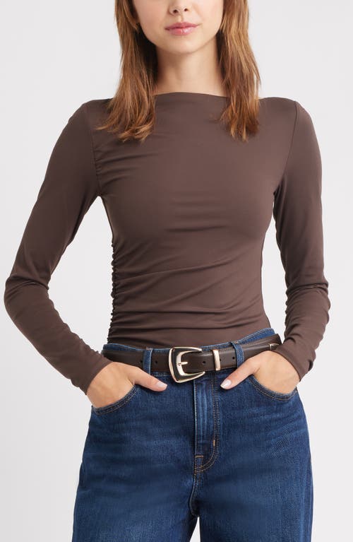 Open Edit Ruched Side Top In Brown