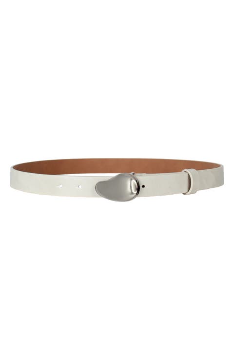 Organic Plaque Buckle Faux Leather Belt