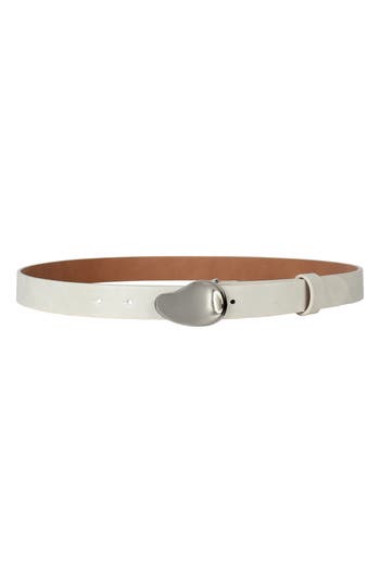 Linea Pelle Organic Plaque Buckle Faux Leather Belt In Gray